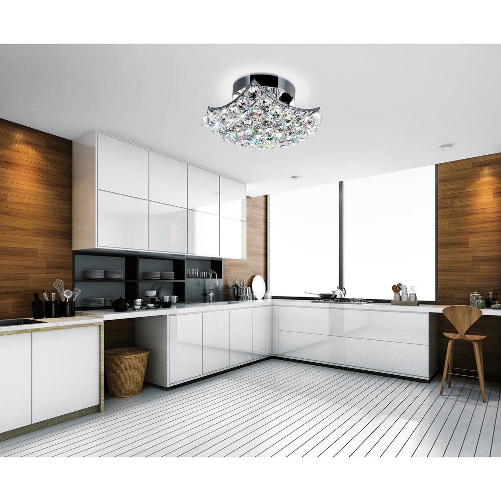 Queen 4 Light Flush Mount With Chrome Finish. Picture 7