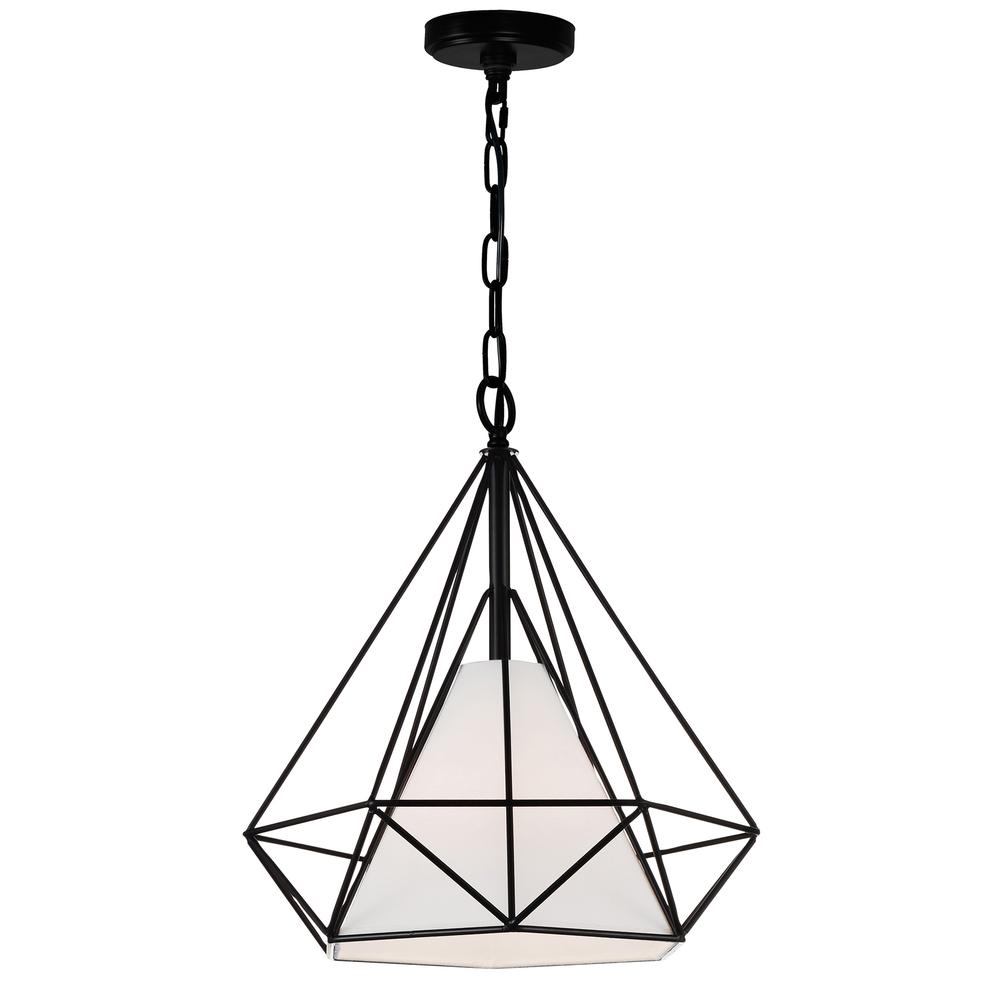 Diamond 1 Light Down Pendant With Black Finish. Picture 1