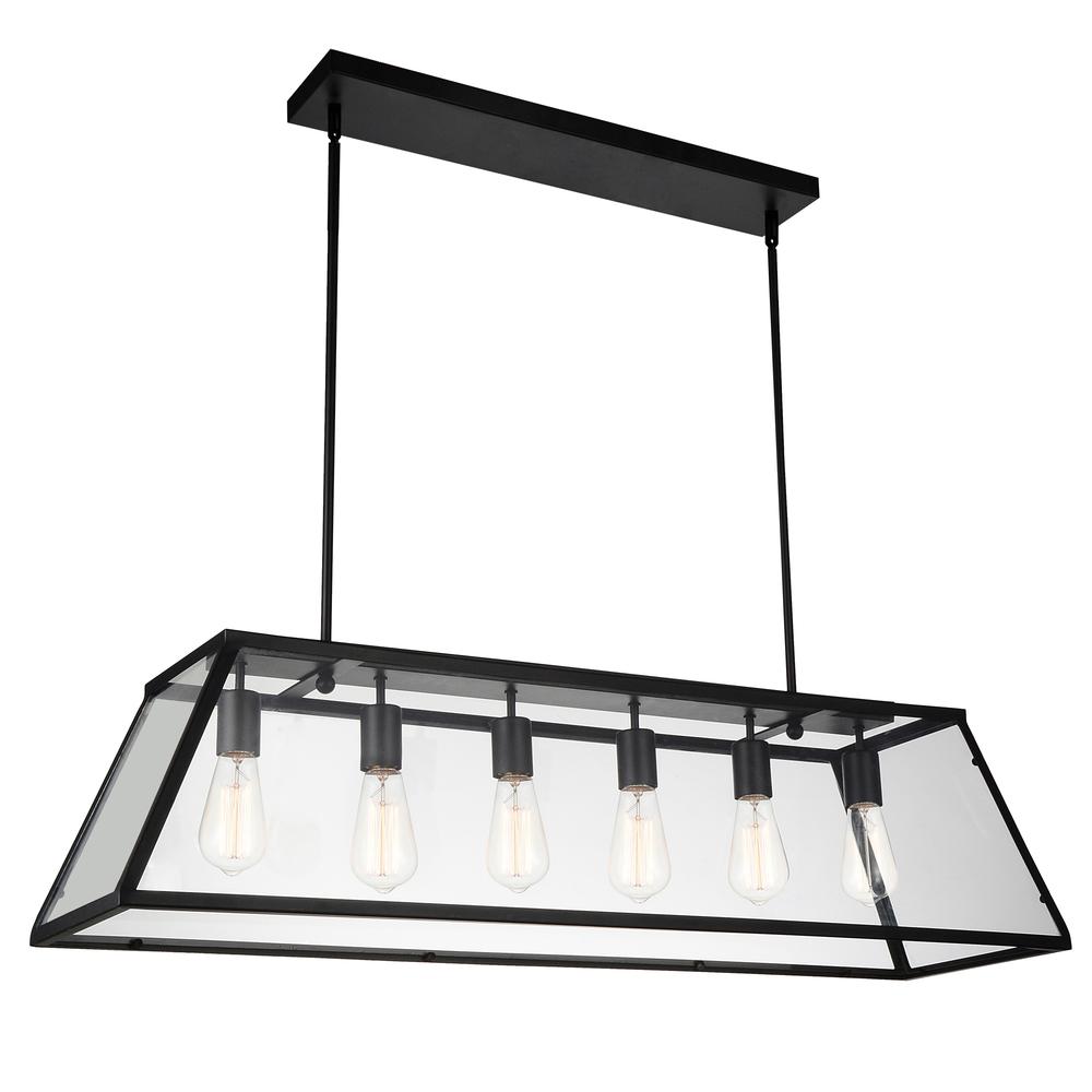 Alyson 6 Light Down Chandelier With Black Finish. Picture 2