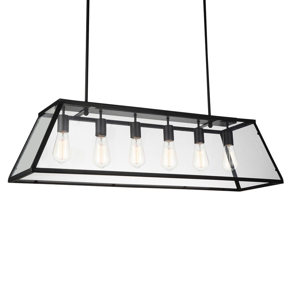 Alyson 6 Light Down Chandelier With Black Finish. Picture 3