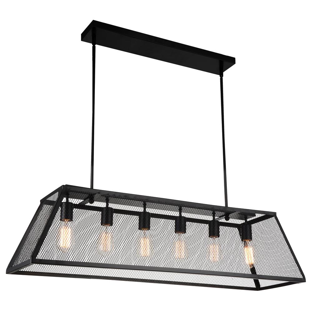 Alyson 6 Light Down Chandelier With Black Finish. Picture 1