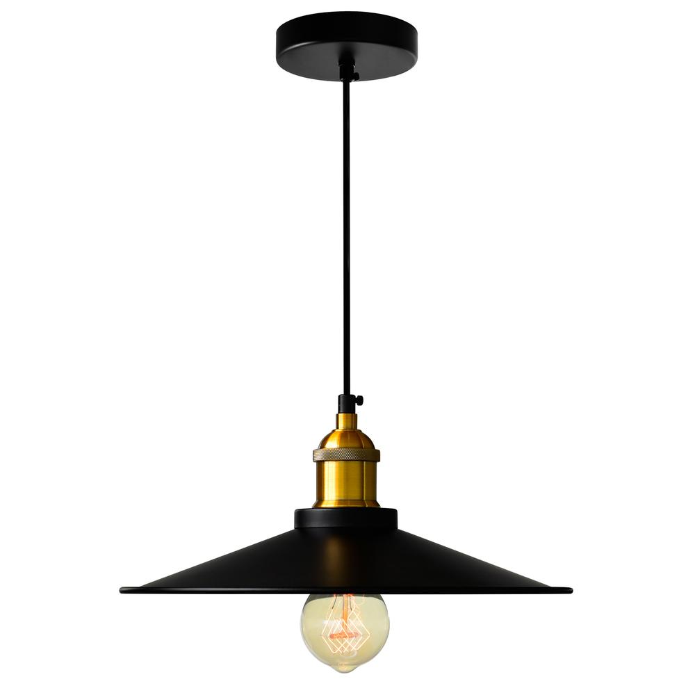 Brave 1 Light Down Mini Pendant With Black Finish. Picture 1