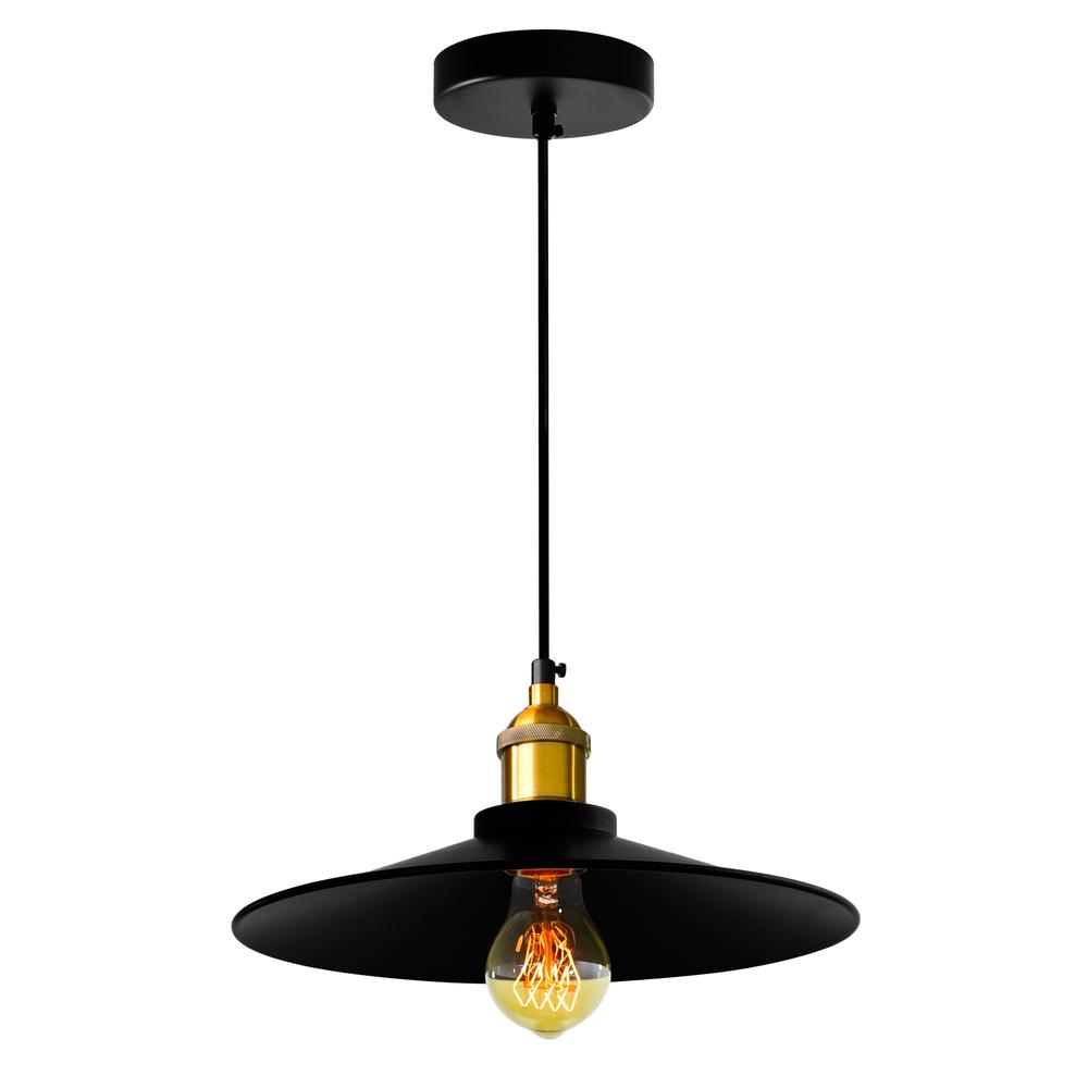 Brave 1 Light Down Mini Pendant With Black Finish. Picture 2