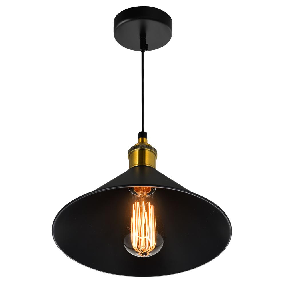 Brave 1 Light Down Mini Pendant With Black Finish. Picture 3