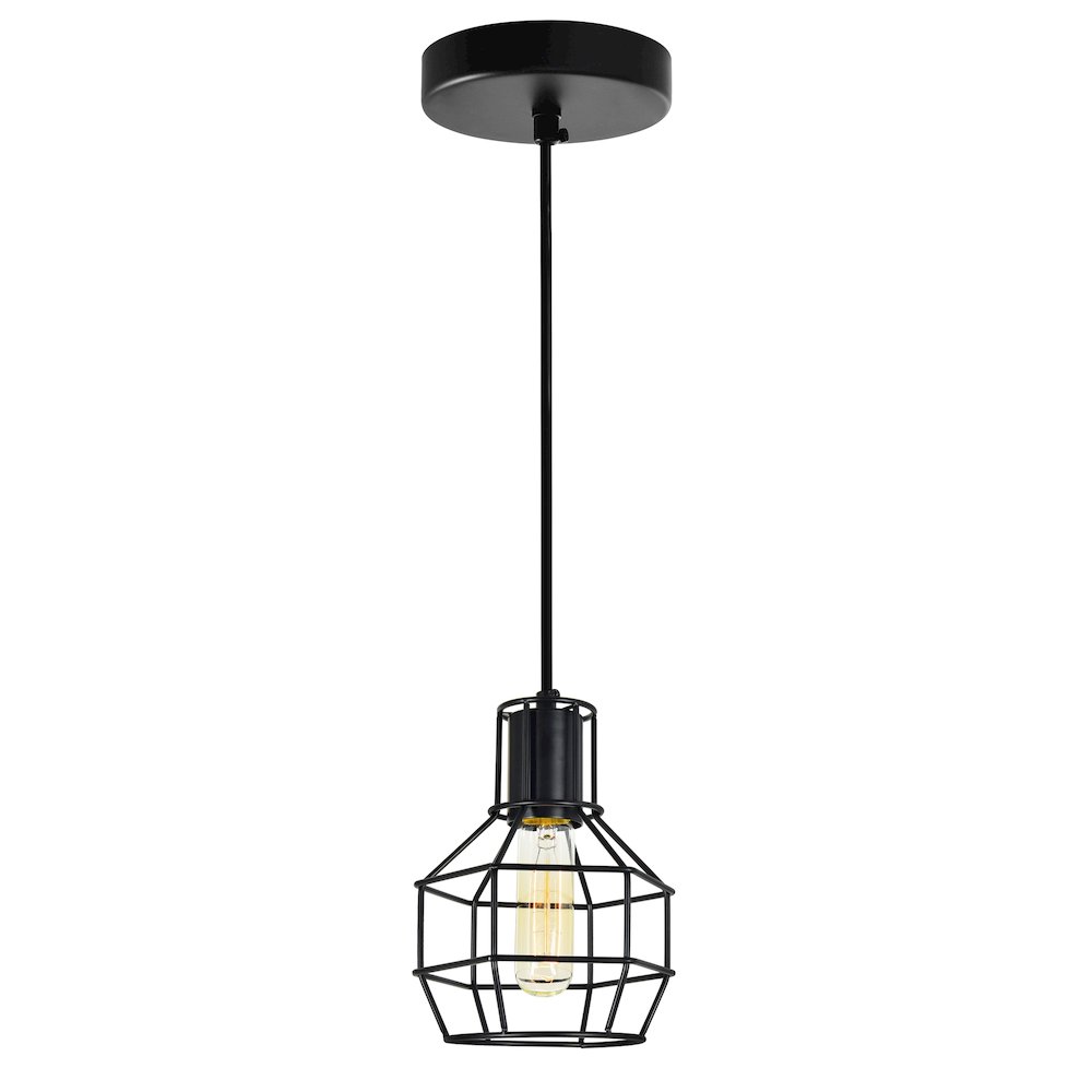 Secure 1 Light Down Mini Pendant With Black Finish. Picture 1