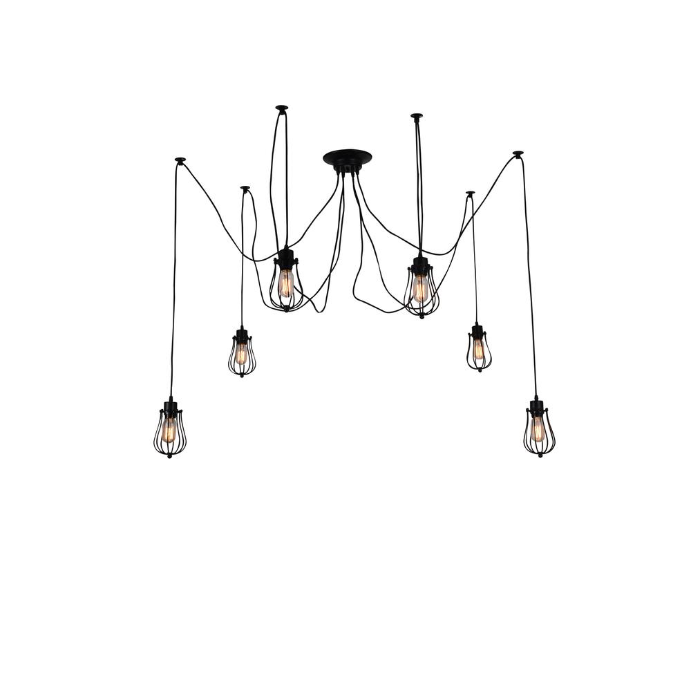 Tomaso 6 Light Multi Light Pendant With Black Finish. Picture 1