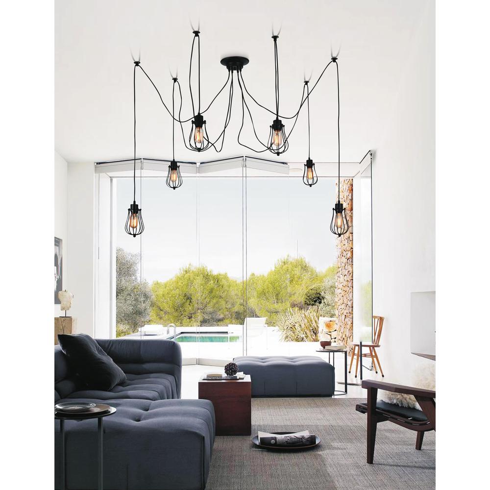 Tomaso 6 Light Multi Light Pendant With Black Finish. Picture 2