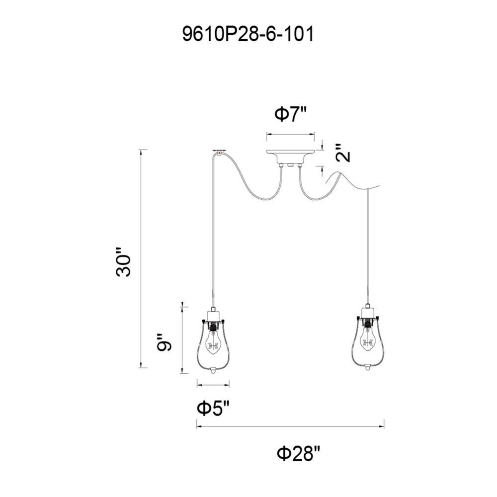 Tomaso 6 Light Multi Light Pendant With Black Finish. Picture 4