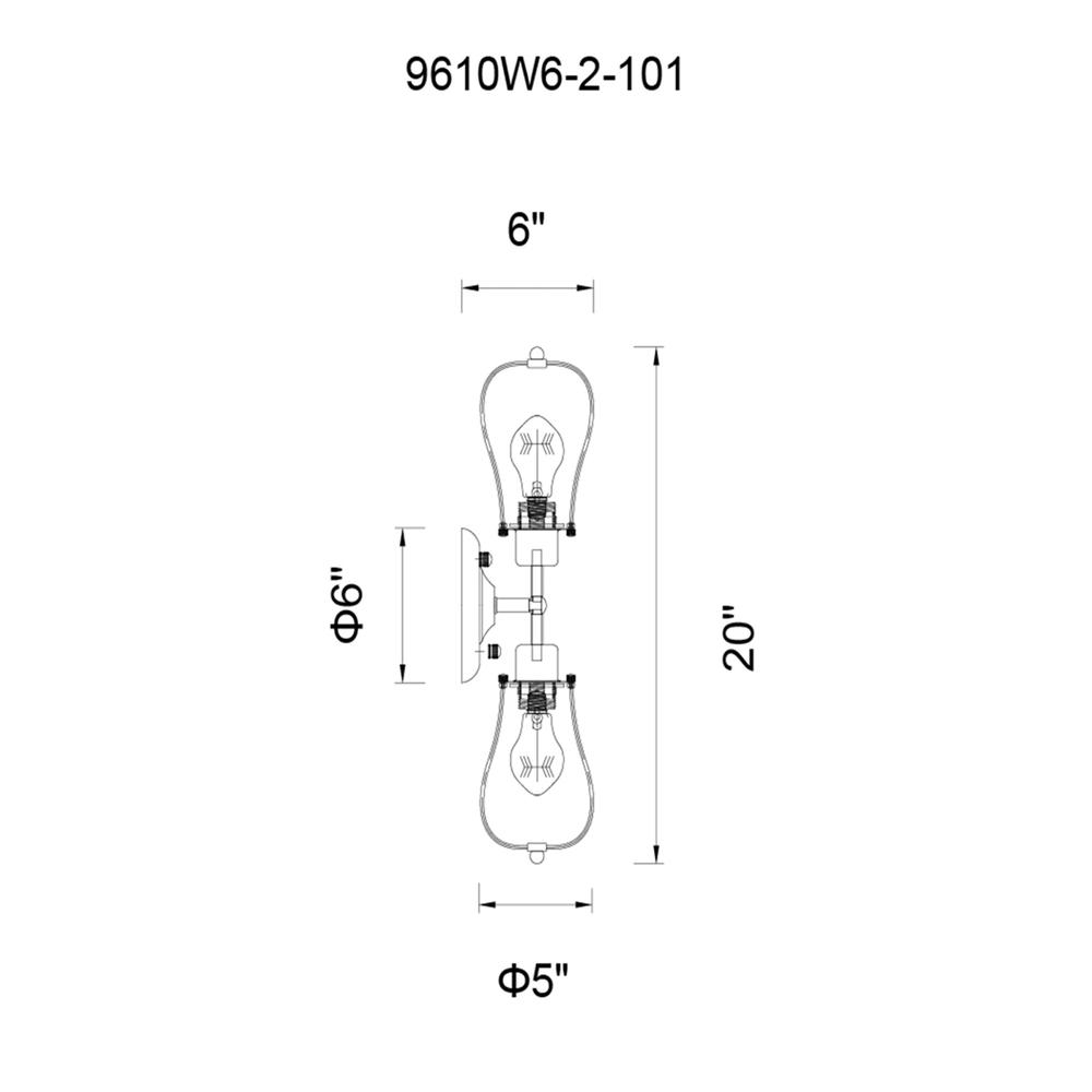 Tomaso 2 Light Wall Sconce With Black Finish. Picture 2