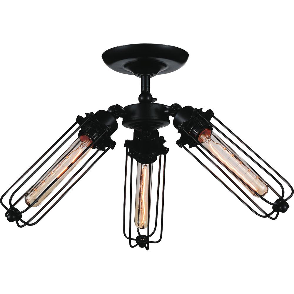 Benji 3 Light Flush Mount With Black Finish. Picture 1
