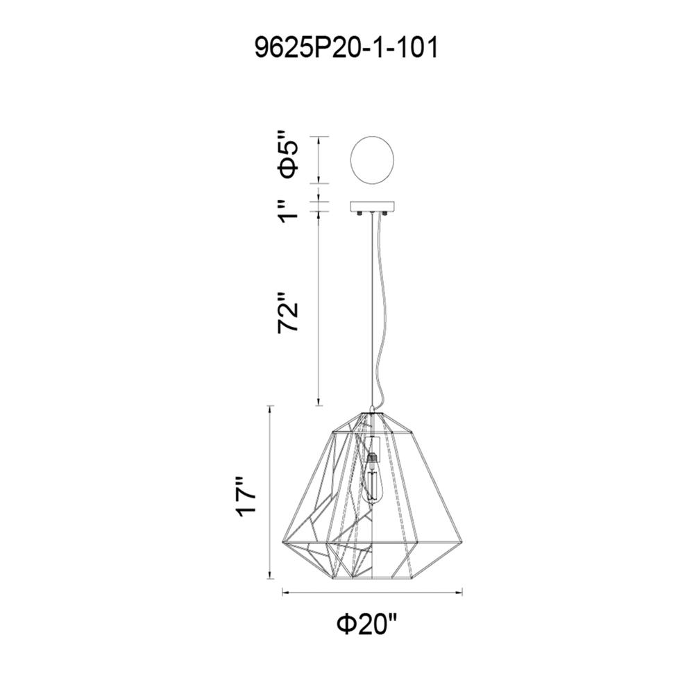 Bagheera 1 Light Down Pendant With Black Finish. Picture 8