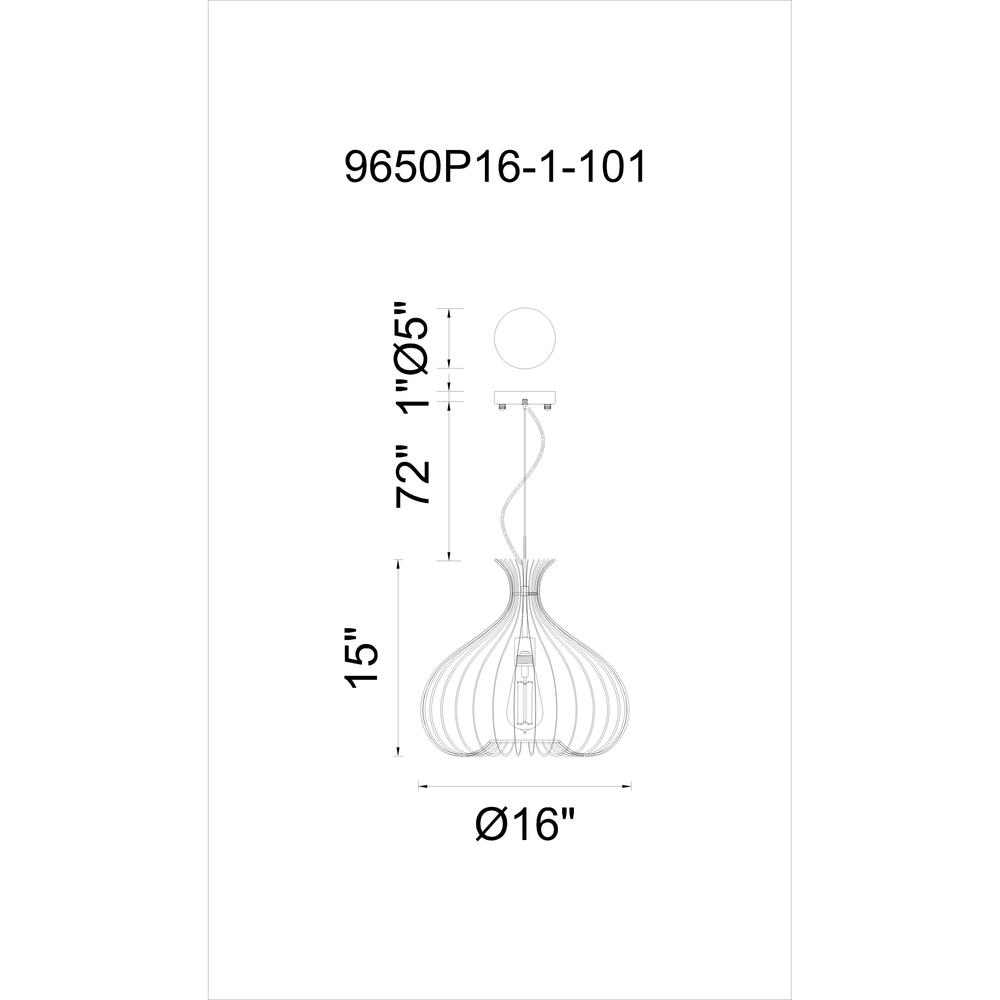 Darleen 1 Light Down Pendant With Black Finish. Picture 3