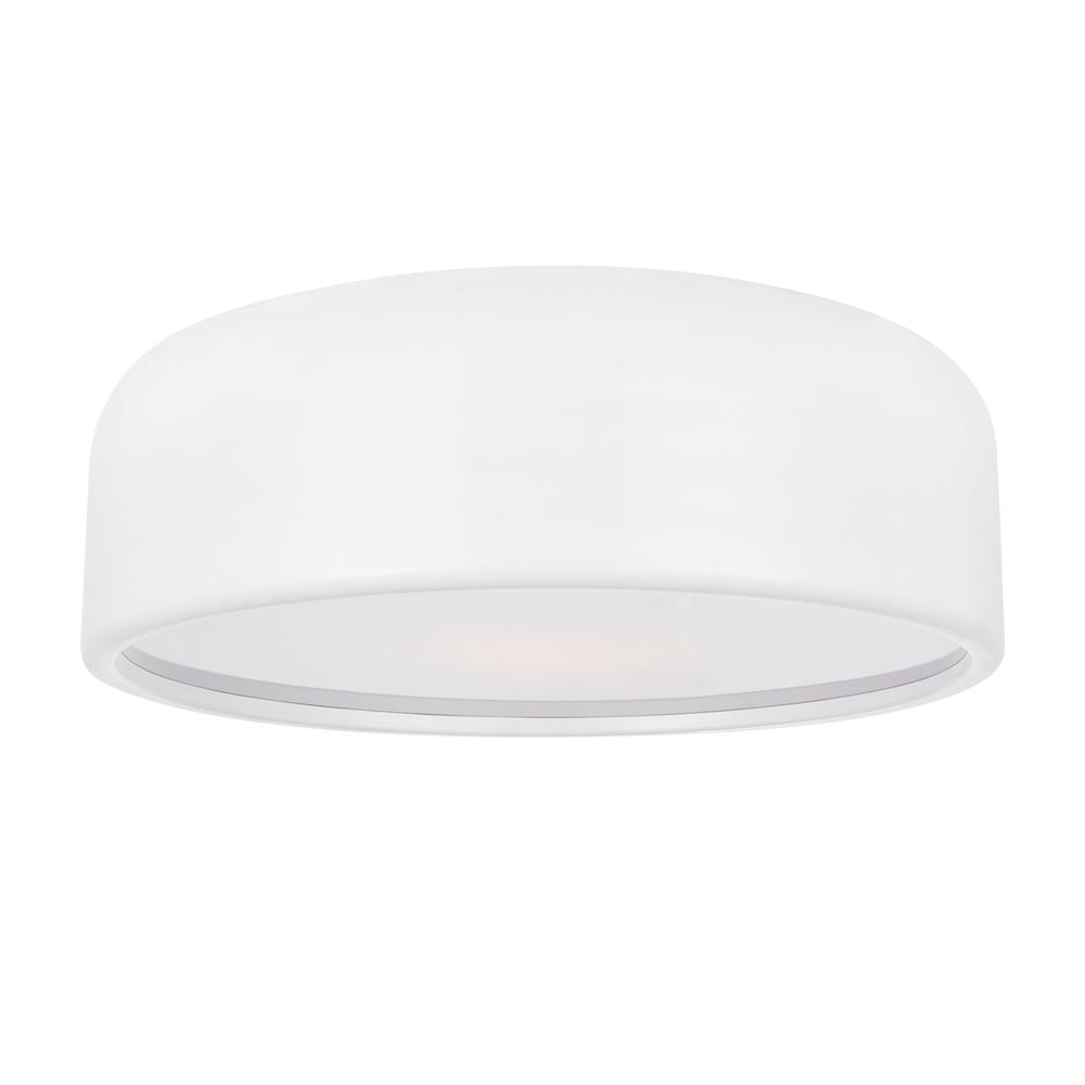 Campton 3 Light Drum Shade Flush Mount With White Finish. Picture 1