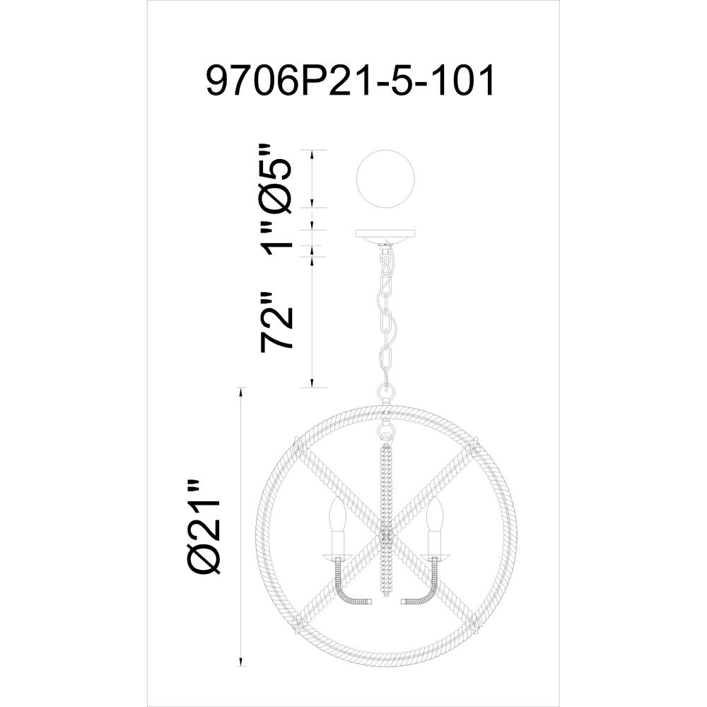 Padma 5 Light Up Chandelier With Black Finish. Picture 6