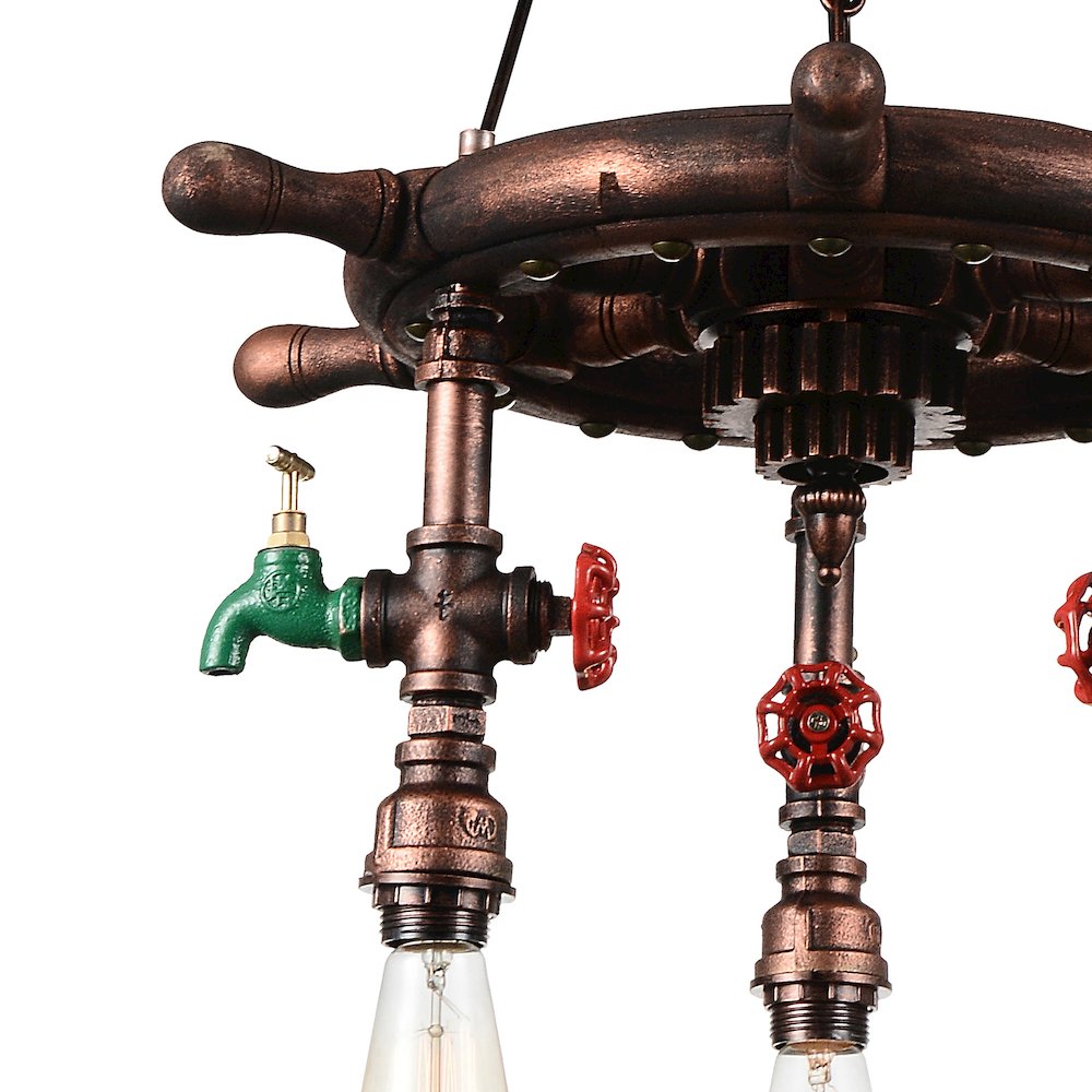 Manor 3 Light Down Chandelier With Speckled copper Finish. Picture 5