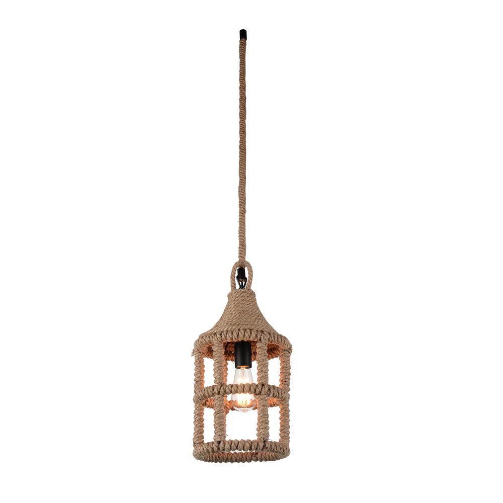 Padma 1 Light Down Mini Pendant With Black Finish. Picture 1
