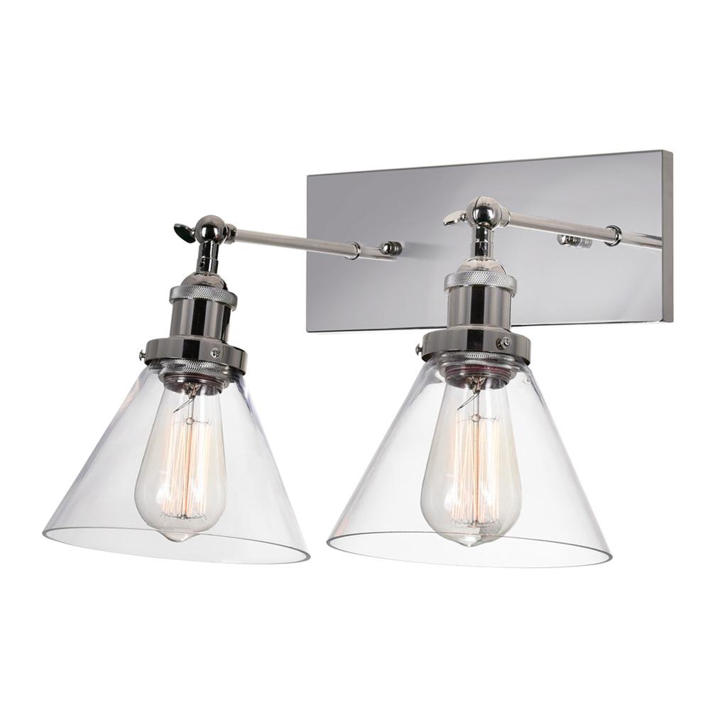 Eustis 2 Light Wall Sconce With Polished Nickel Finish. Picture 1