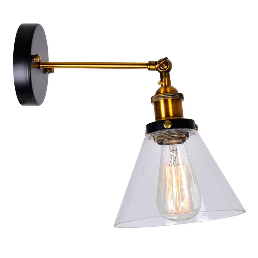 Eustis 1 Light Wall Sconce With Black & Gold Brass Finish. Picture 1