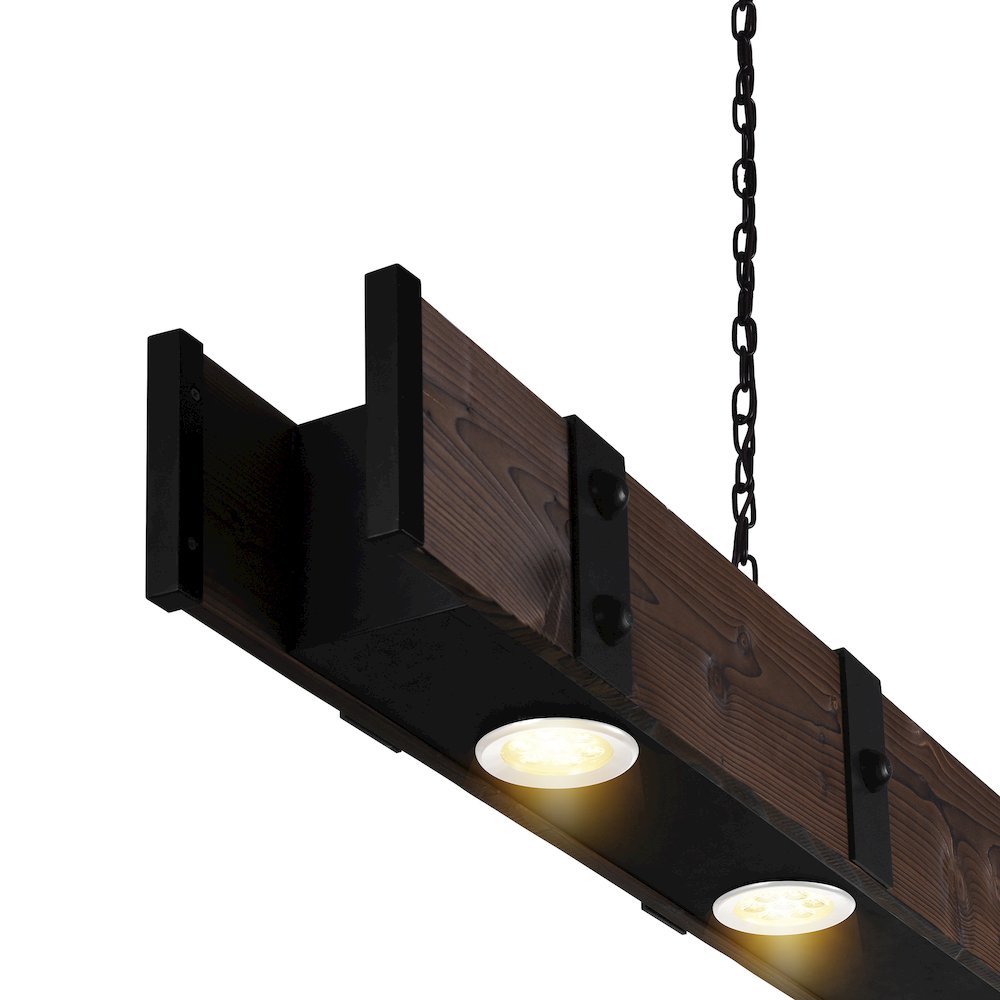 Pago Drum Shade Island Light With Black & Wood Finish. Picture 4