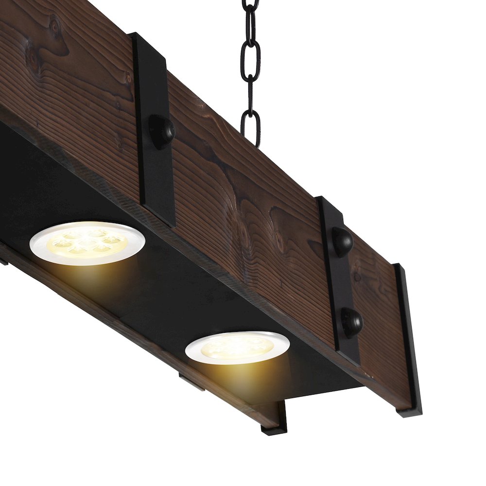Pago Drum Shade Island Light With Black & Wood Finish. Picture 5