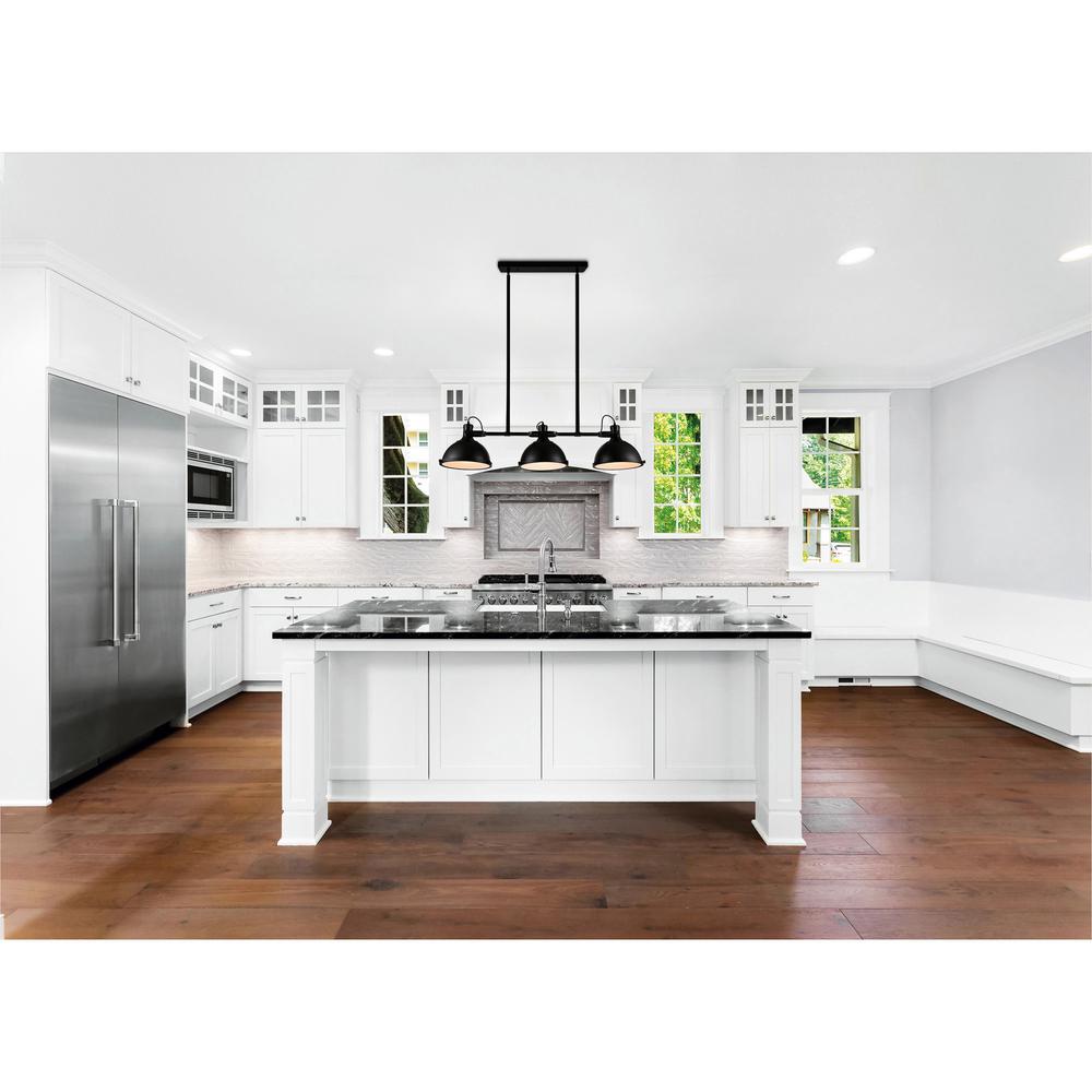 Strum 3 Light Island Chandelier With Black Finish. Picture 6