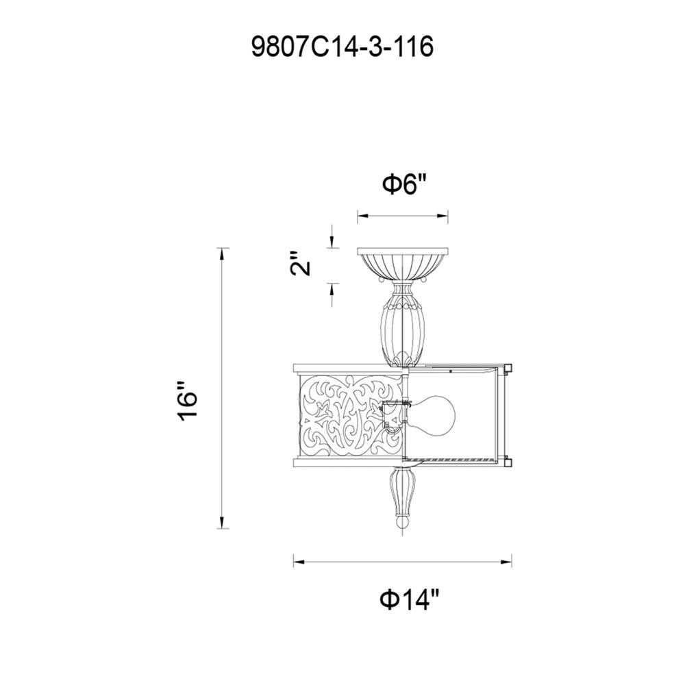 Nicole 3 Light Drum Shade Flush Mount With Brushed Chocolate Finish. Picture 6