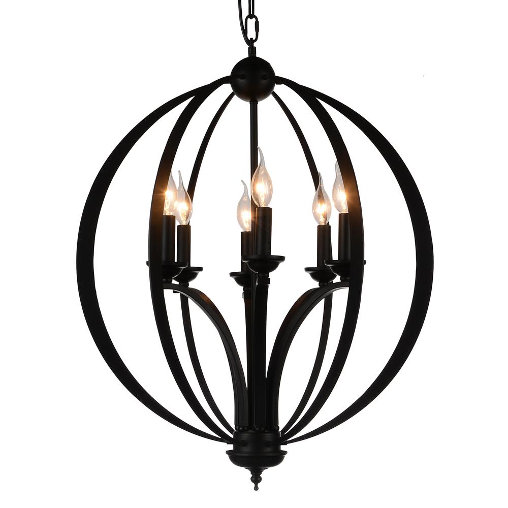 Drift 6 Light Up Chandelier With Black Finish. Picture 1