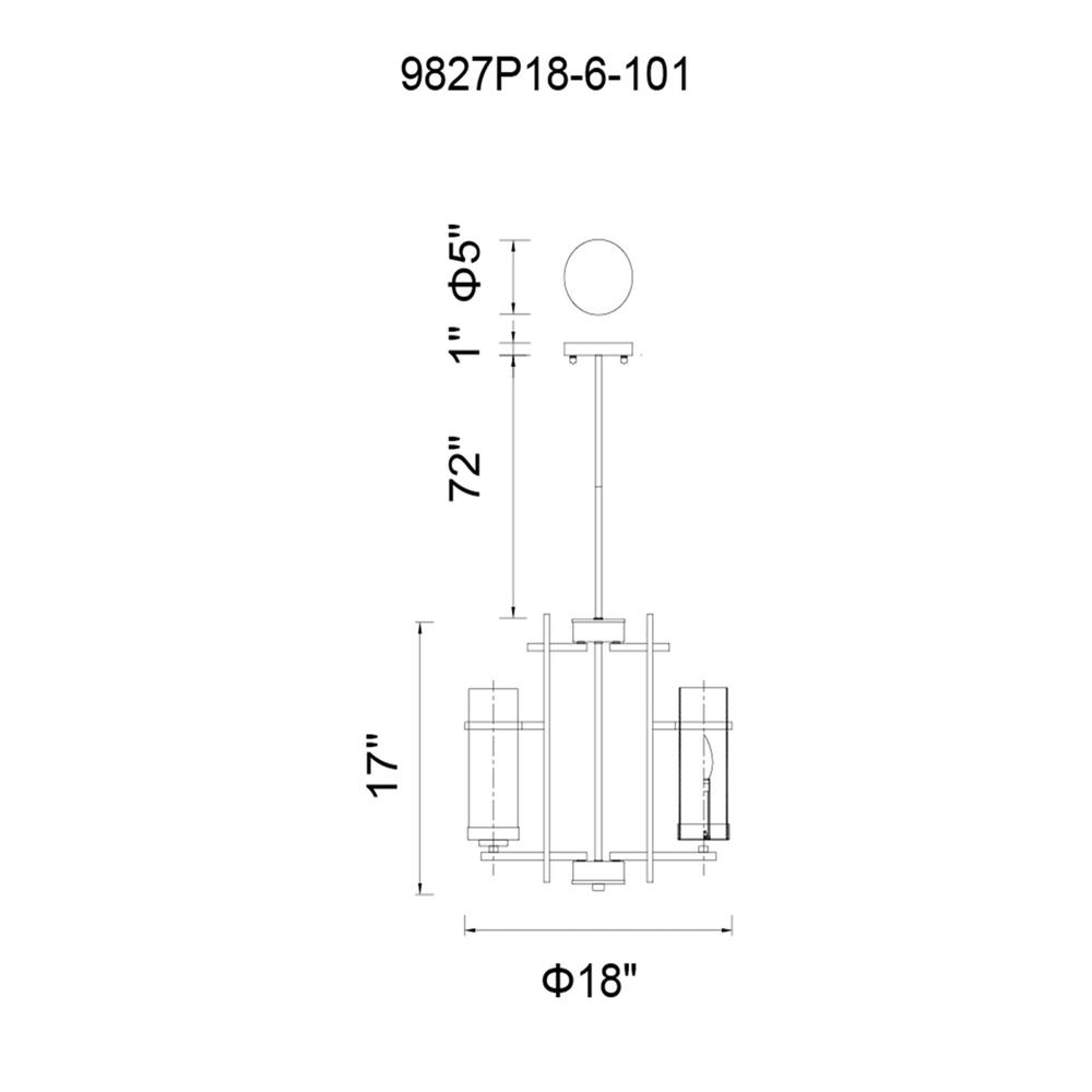 Sierra 6 Light Up Chandelier With Black Finish. Picture 6