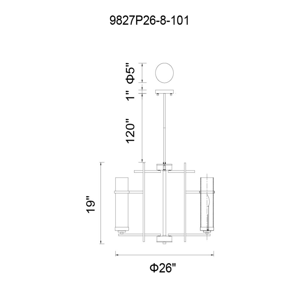 Sierra 8 Light Up Chandelier With Black Finish. Picture 7