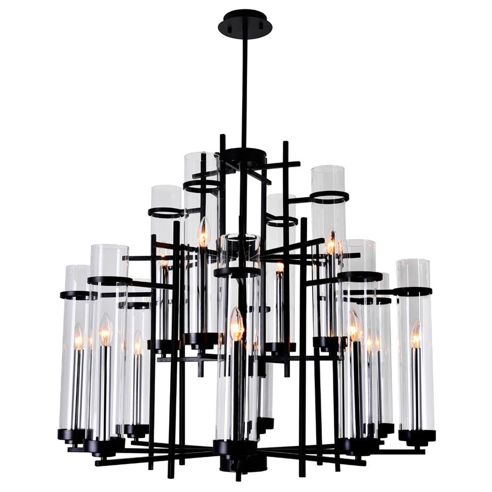 Sierra 12 Light Up Chandelier With Black Finish. Picture 1