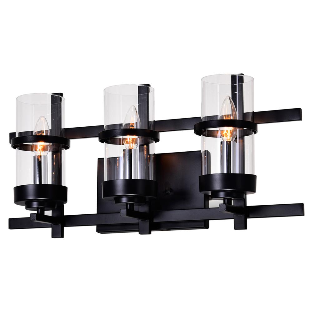 Sierra 3 Light Wall Sconce With Black Finish. Picture 1