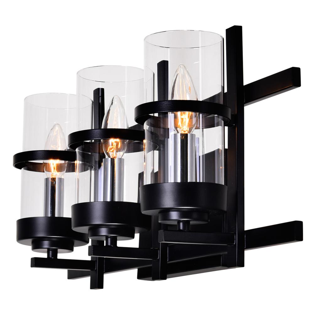 Sierra 3 Light Wall Sconce With Black Finish. Picture 2