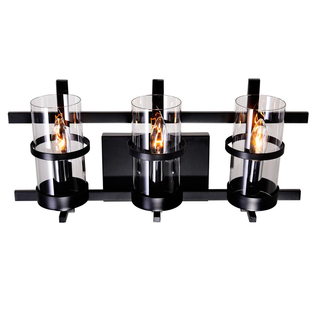 Sierra 3 Light Wall Sconce With Black Finish. Picture 3