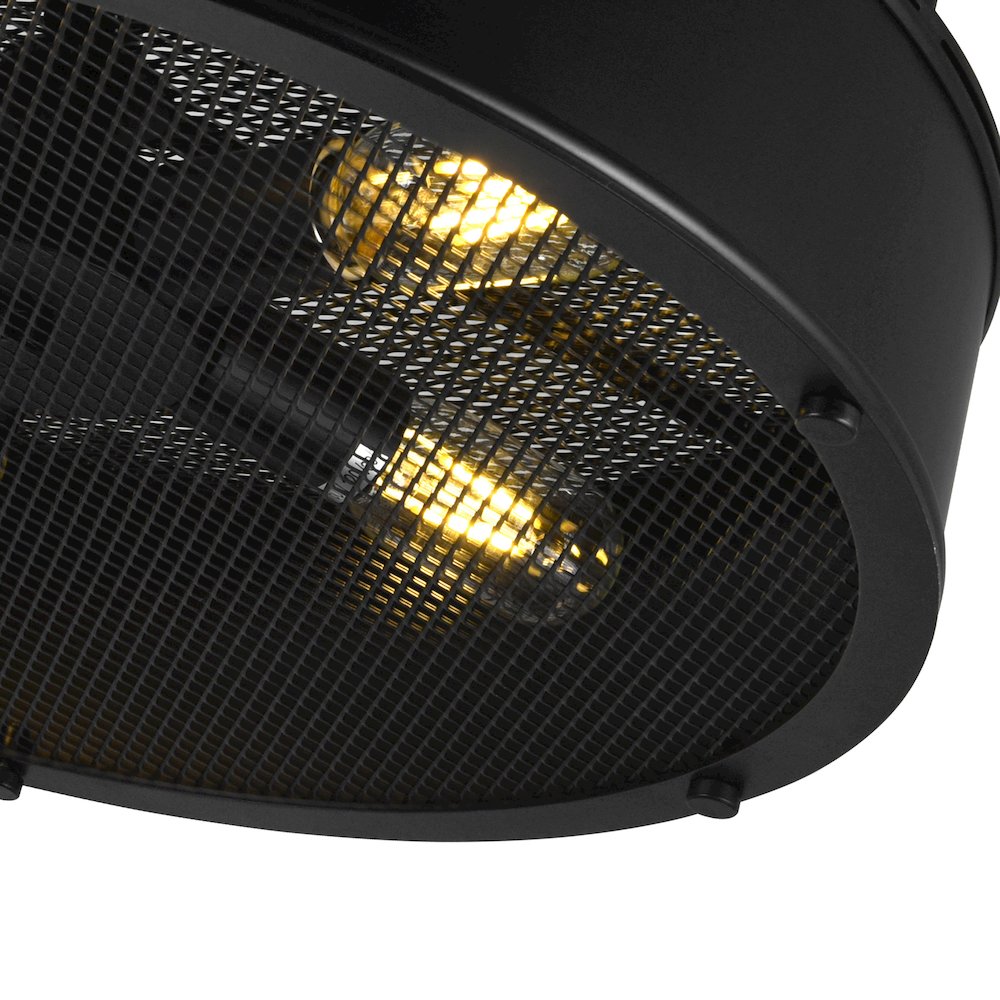 Tigris 3 Light Drum Shade Flush Mount With Black Finish. Picture 3