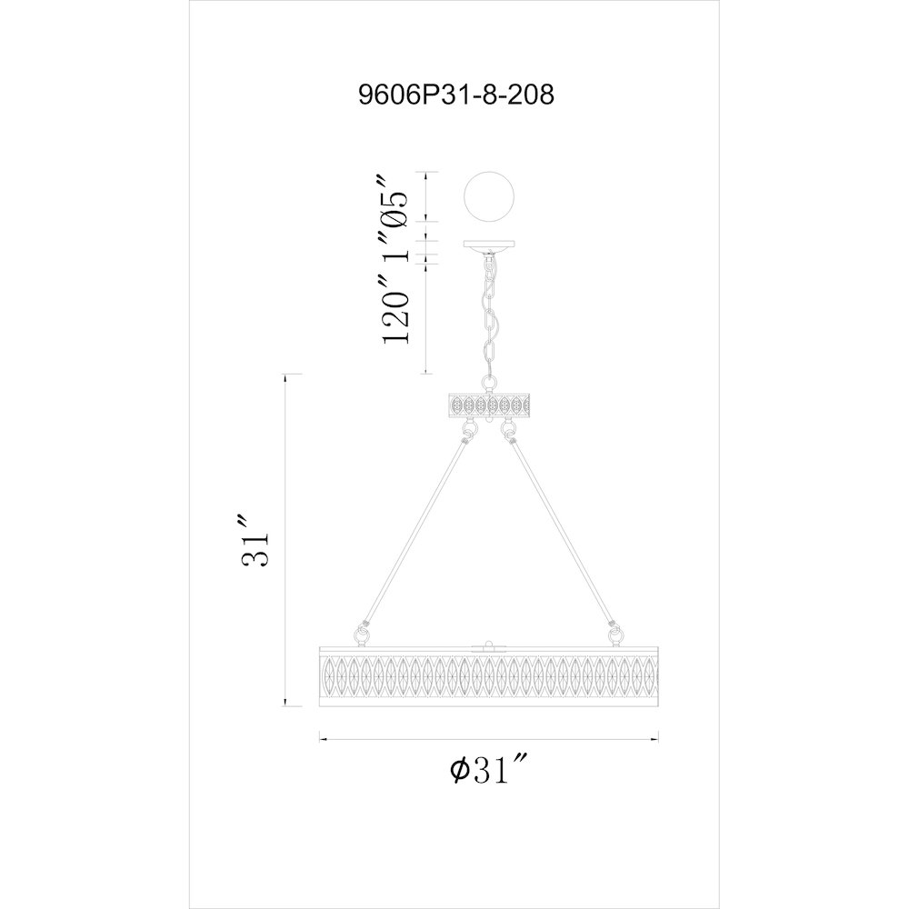 Nova 8 Light Chandelier With Champagne Finish. Picture 8