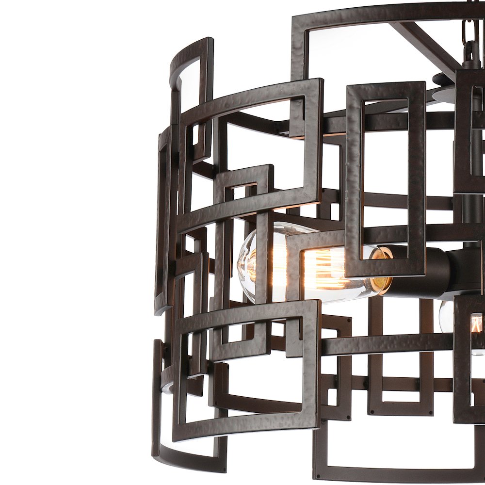 Litani 3 Light Down Chandelier With Brown Finish. Picture 3