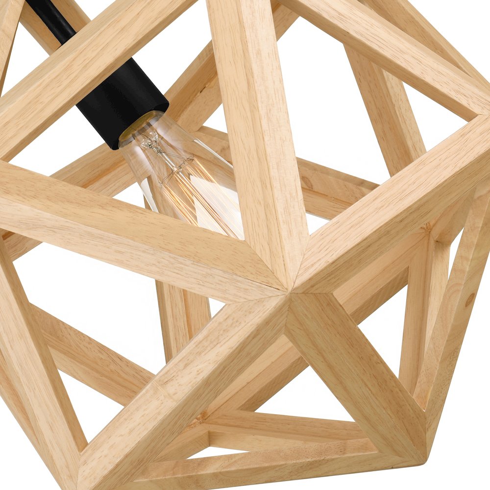 Lante 1 Light Pendant With Black & Wood Finish. Picture 5