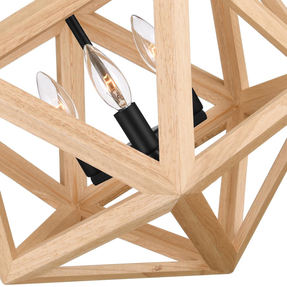Lante 3 Light Pendant With Black & Wood Finish. Picture 7