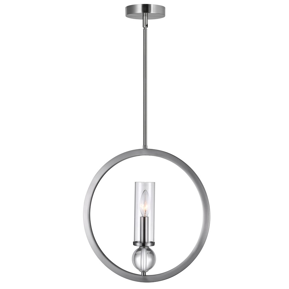 Elton 1 Light Pendant With Satin Nickel Finish. Picture 1