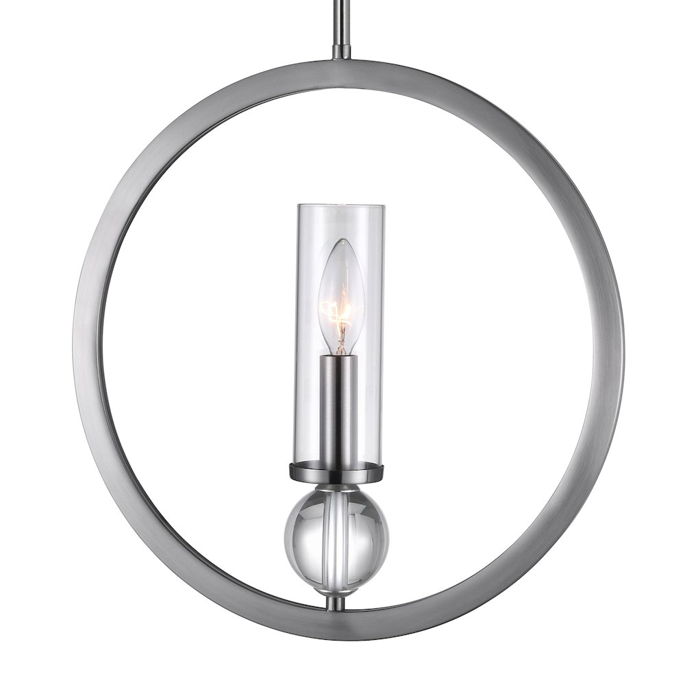 Elton 1 Light Pendant With Satin Nickel Finish. Picture 2