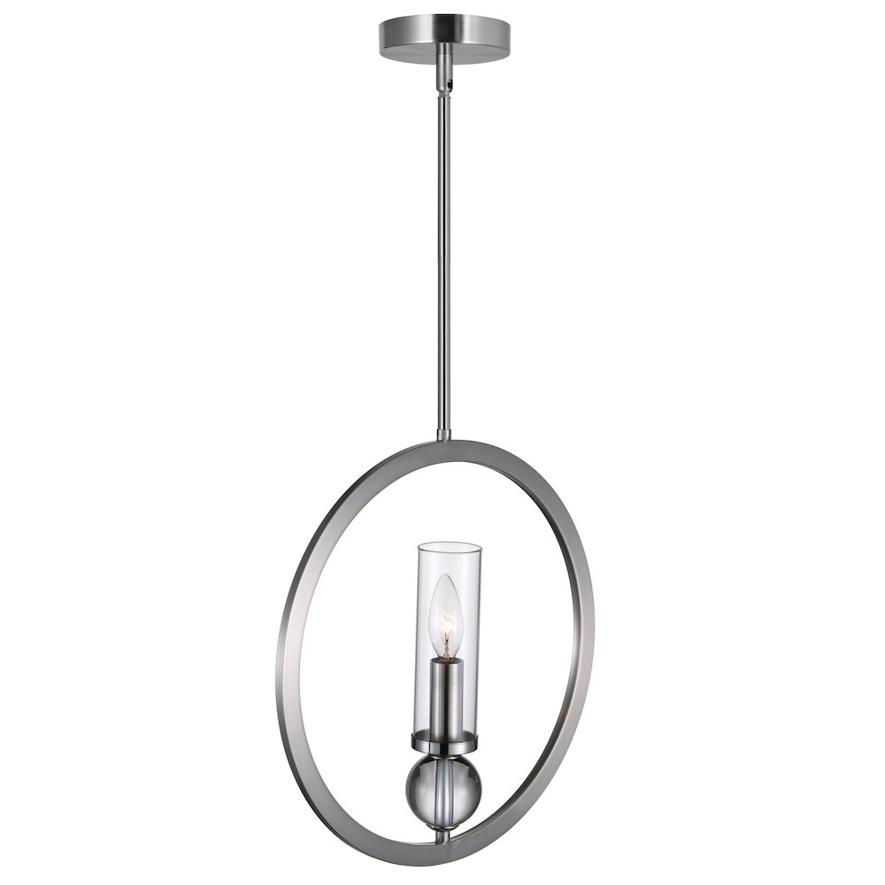Elton 1 Light Pendant With Satin Nickel Finish. Picture 3