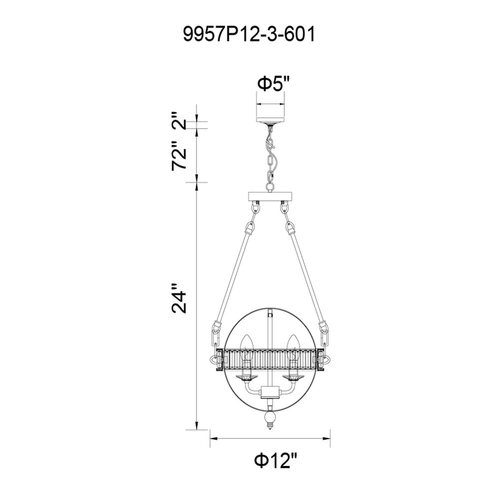 Arkansas 3 Light Mini Chandelier With Chrome Finish. Picture 7