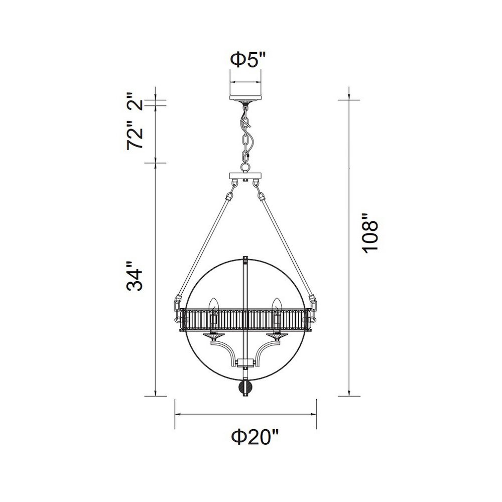 Arkansas 4 Light Chandelier With Black Finish. Picture 5