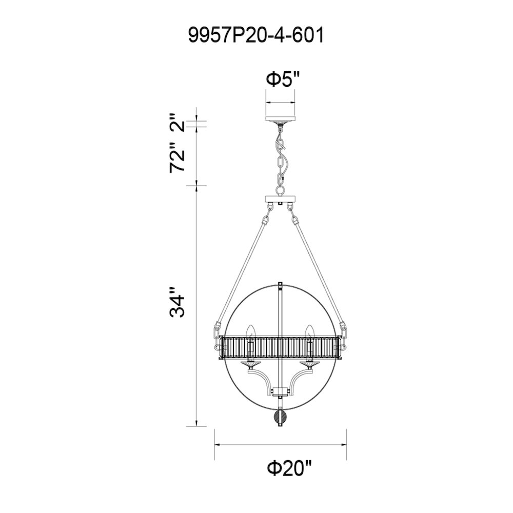 Arkansas 4 Light Chandelier With Chrome Finish. Picture 7