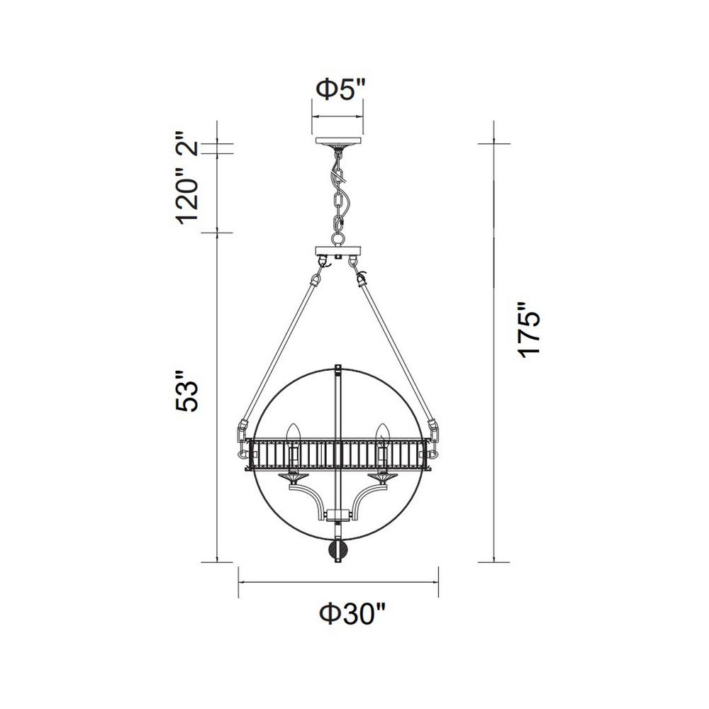 Arkansas 6 Light Chandelier With Black Finish. Picture 8