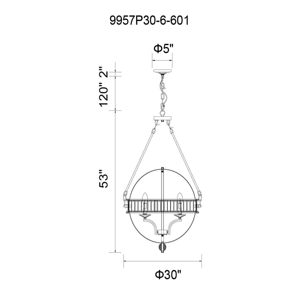 Arkansas 6 Light Chandelier With Chrome Finish. Picture 7