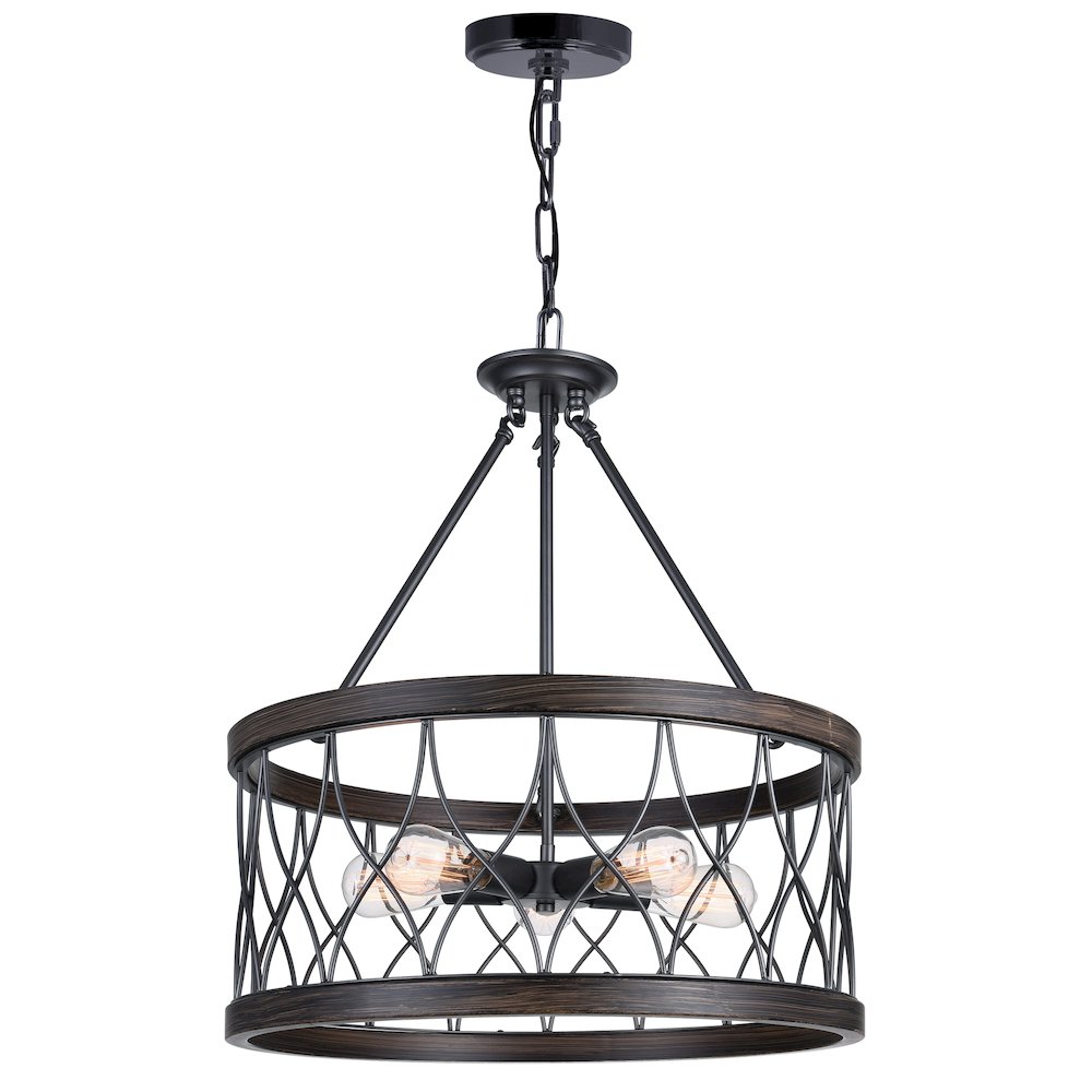Amazon 5 Light Drum Shade Chandelier With Gun Metal Finish. Picture 1