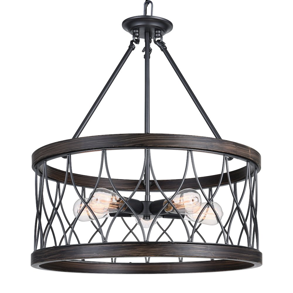 Amazon 5 Light Drum Shade Chandelier With Gun Metal Finish. Picture 2