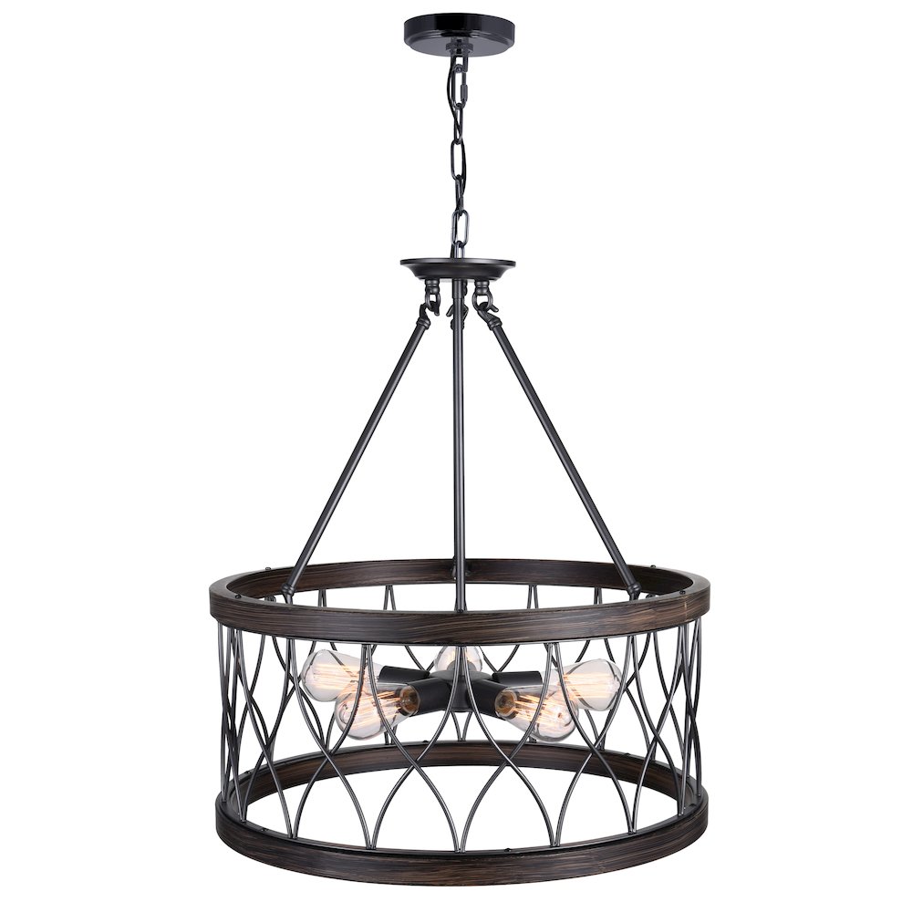 Amazon 5 Light Drum Shade Chandelier With Gun Metal Finish. Picture 3