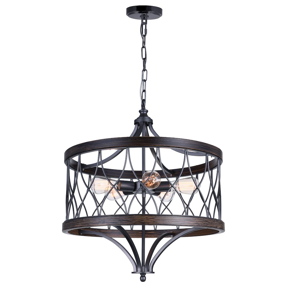 Amazon 5 Light Drum Shade Chandelier With Gun Metal Finish. Picture 1